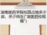 湖南医药学院校园占地多少亩，多少师生("湖医药校规模")
