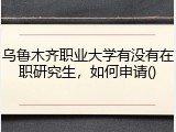 乌鲁木齐职业大学有没有在职研究生，如何申请()