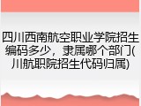 四川西南航空职业学院招生编码多少，隶属哪个部门(川航职院招生代码归属)