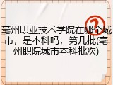 亳州职业技术学院在哪个城市，是本科吗，第几批(亳州职院城市本科批次)