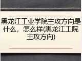 黑龙江工业学院主攻方向是什么，怎么样(黑龙江工院主攻方向)