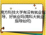 南方科技大学有没有就业指导，好就业吗(南科大就业指导如何)