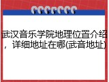 武汉音乐学院地理位置介绍，详细地址在哪(武音地址)
