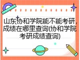 山东协和学院能不能考研，成绩在哪里查询(协和学院考研成绩查询)