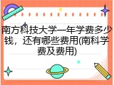 南方科技大学一年学费多少钱，还有哪些费用(南科学费及费用)