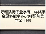 呼和浩特职业学院一年奖学金最多能拿多少(呼职院奖学金上限)