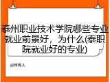 泰州职业技术学院哪些专业就业前景好，为什么(泰职院就业好的专业)