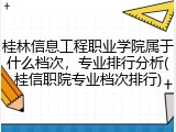 桂林信息工程职业学院属于什么档次，专业排行分析(桂信职院专业档次排行)