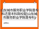 山东城市服务职业学院是专科还是本科院校呢(山东城市服务职业学院是专科)
