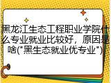 黑龙江生态工程职业学院什么专业就业比较好，原因是啥("黑生态就业优专业")