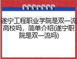 遂宁工程职业学院是双一流高校吗，简单介绍(遂宁职院是双一流吗)