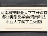 河南科技职业大学共开设有哪些类型奖学金(河南科技职业大学奖学金类型)