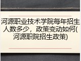河源职业技术学院每年招生人数多少，政策变动如何(河源职院招生政策)