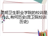 昆明卫生职业学院的校训是什么,有何历史(昆卫院校训历史)