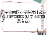 辽宁金融职业学院读什么专业比较有前景(辽宁职院前景专业)