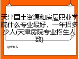 天津国土资源和房屋职业学院什么专业最好，一年招多少人(天津房院专业招生人数)