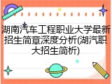 湖南汽车工程职业大学最新招生简章深度分析(湖汽职大招生简析)