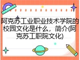 阿克苏工业职业技术学院的校园文化是什么，简介(阿克苏工职院文化)
