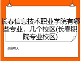 长春信息技术职业学院有哪些专业，几个校区(长春职院专业校区)