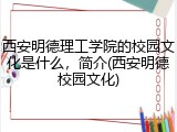 西安明德理工学院的校园文化是什么，简介(西安明德校园文化)