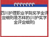 四川护理职业学院奖学金评定细则是怎样的(川护奖学金评定细则)