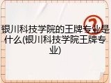 银川科技学院的王牌专业是什么(银川科技学院王牌专业)