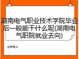 湖南电气职业技术学院毕业后一般能干什么呢(湖南电气职院就业去向)