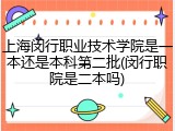 上海闵行职业技术学院是一本还是本科第二批(闵行职院是二本吗)