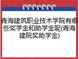 青海建筑职业技术学院有哪些奖学金和助学金呢(青海建院奖助学金)