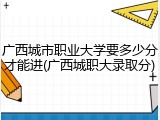 广西城市职业大学要多少分才能进(广西城职大录取分)