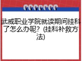 武威职业学院就读期间挂科了怎么办呢？(挂科补救方法)