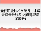 盘锦职业技术学院是一本吗录取分数线多少(盘锦职院录取分)
