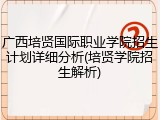广西培贤国际职业学院招生计划详细分析(培贤学院招生解析)