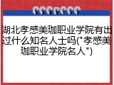 湖北孝感美珈职业学院有出过什么知名人士吗("孝感美珈职业学院名人")