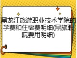 黑龙江旅游职业技术学院的学费和住宿费明细(黑旅职院费用明细)