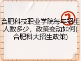 合肥科技职业学院每年招生人数多少，政策变动如何(合肥科大招生政策)