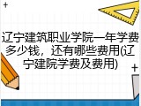 辽宁建筑职业学院一年学费多少钱，还有哪些费用(辽宁建院学费及费用)
