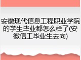 安徽现代信息工程职业学院的学生毕业都怎么样了(安徽信工毕业生去向)