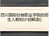 四川国际标榜职业学院的招生人数和计划解读()