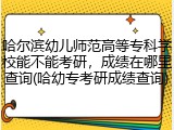 哈尔滨幼儿师范高等专科学校能不能考研，成绩在哪里查询(哈幼专考研成绩查询)