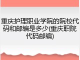 重庆护理职业学院的院校代码和邮编是多少(重庆职院代码邮编)