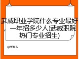 武威职业学院什么专业最好，一年招多少人(武威职院热门专业招生)