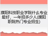 濮阳科技职业学院什么专业最好，一年招多少人(濮阳职院热门专业招生)