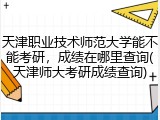 天津职业技术师范大学能不能考研，成绩在哪里查询(天津师大考研成绩查询)