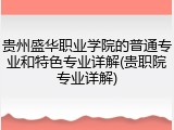 贵州盛华职业学院的普通专业和特色专业详解(贵职院专业详解)