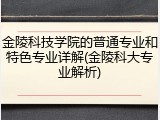 金陵科技学院的普通专业和特色专业详解(金陵科大专业解析)
