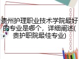 贵州护理职业技术学院最好的专业是哪个，详细阐述(贵护职院最佳专业)