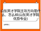 山东英才学院主攻方向是什么，怎么样(山东英才学院优势专业)