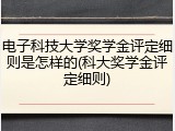 电子科技大学奖学金评定细则是怎样的(科大奖学金评定细则)