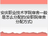 安庆职业技术学院宿舍一般是怎么分配的(安职院宿舍分配方式)